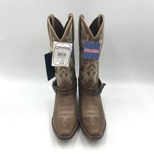 Durango MISMATCH Womens 7.5M 7B snip toe brown leather flag cowboy boots NWT